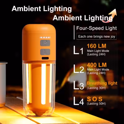 Mini portable air pump for bicycle tires with LED lighting and for sports.