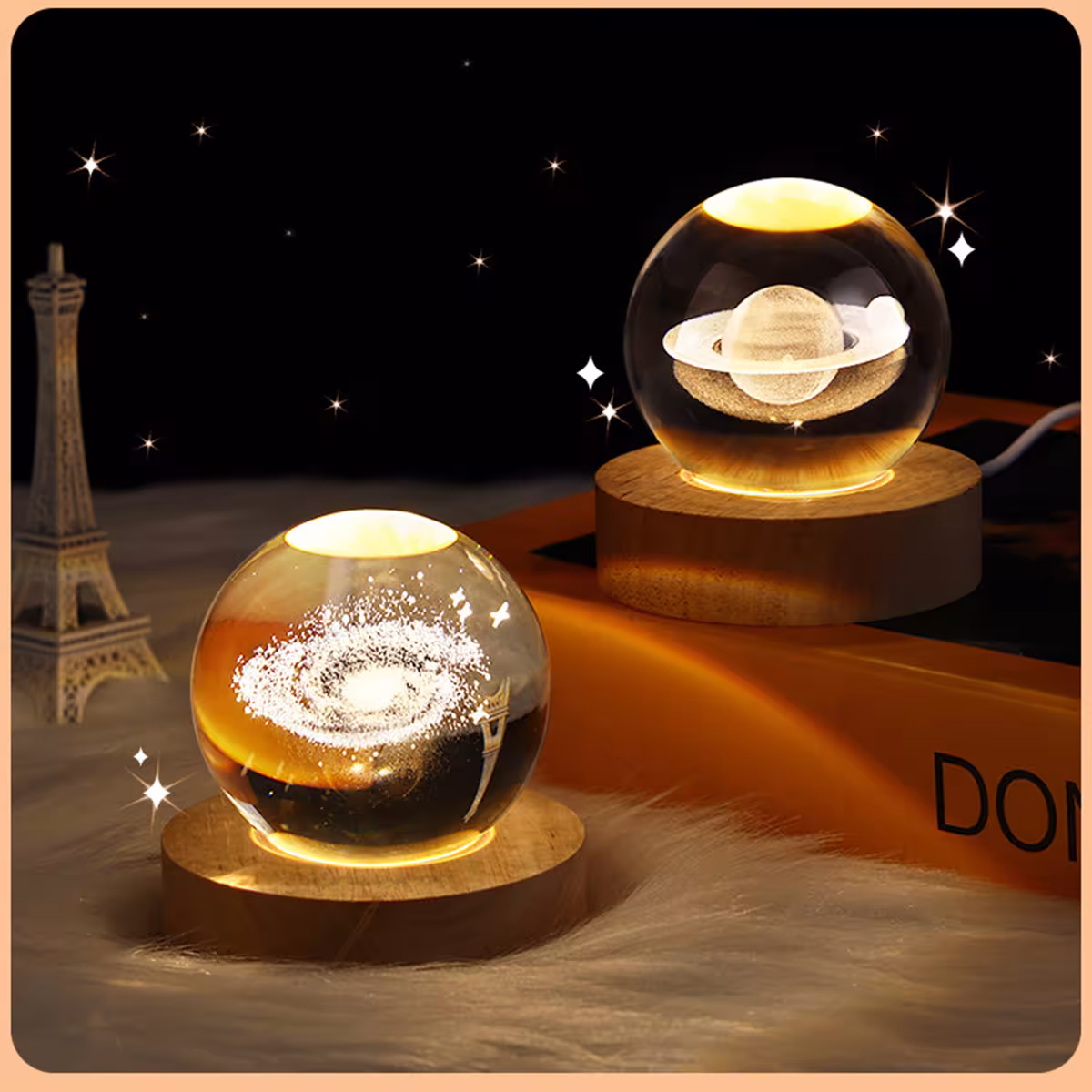 lampe de nuit en forme de boule de cristal