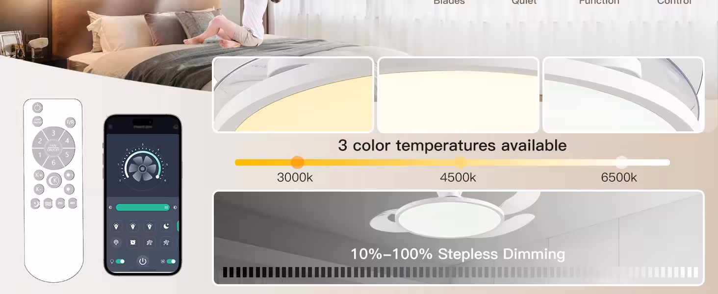 ventilatore a soffitto intelligente con luce
