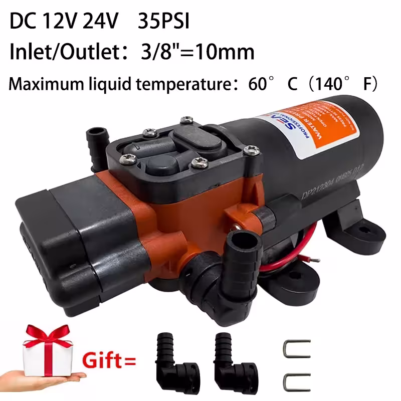 Elektrinė vandens siurblio pompa 12V 24V DC 35PSI savaiminė pradžia