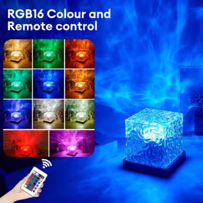 Proyector de luz nocturna con ondas de agua giratorias, 3/16 colores para habitación y dormitorio