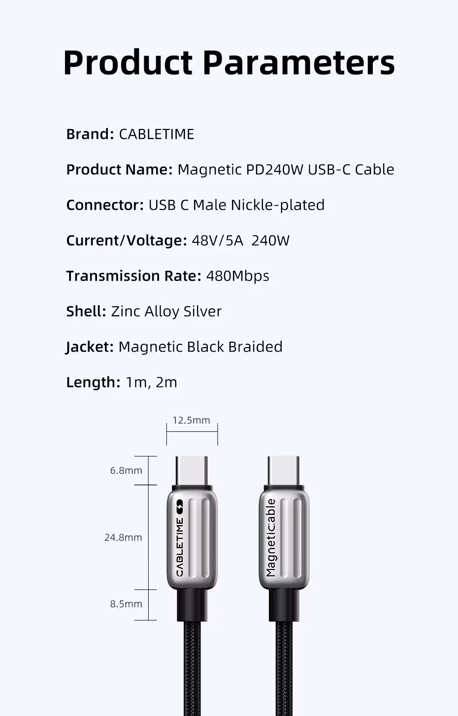 câble USB C magnétique