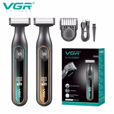 VGR V-360 Professional Body Hair Trimmer, IPX6 Waterproof, LED Display