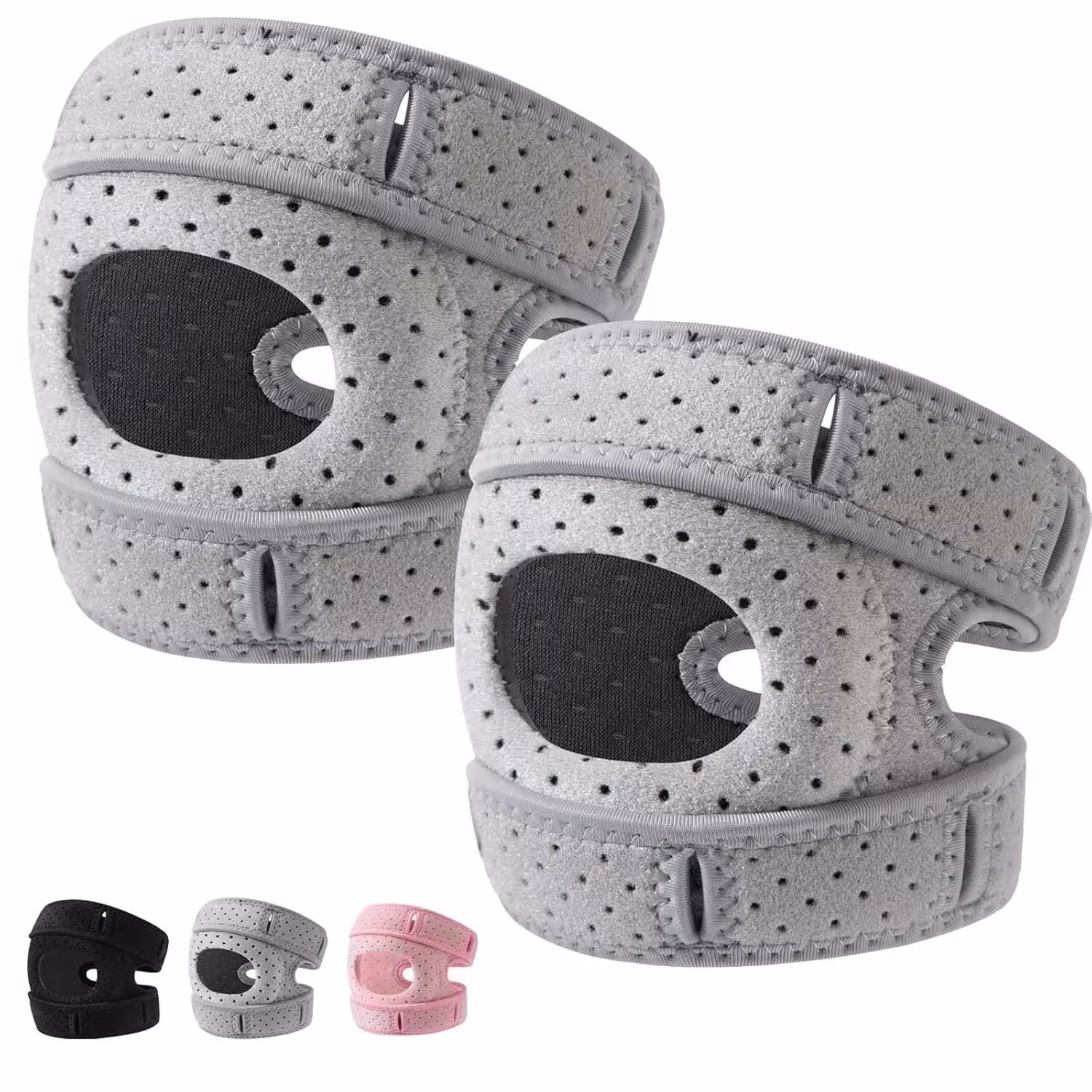 Rodillera transpirable con correa para la rótula, ideal para deportes, correr y fitness.
