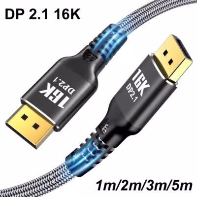 Câble DP 2.1 DisplayPort en nylon 16K 8K@120Hz 4K@240Hz 80Gbps HDR, 1m/2m/3m/5m, pour ordinateurs et TV