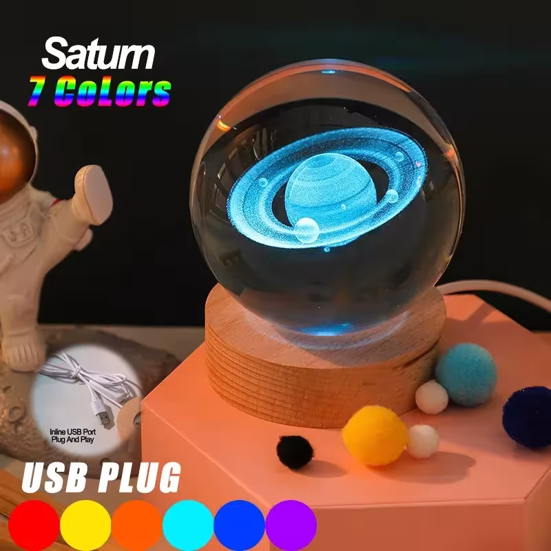 lampada notturna con sfera di cristallo