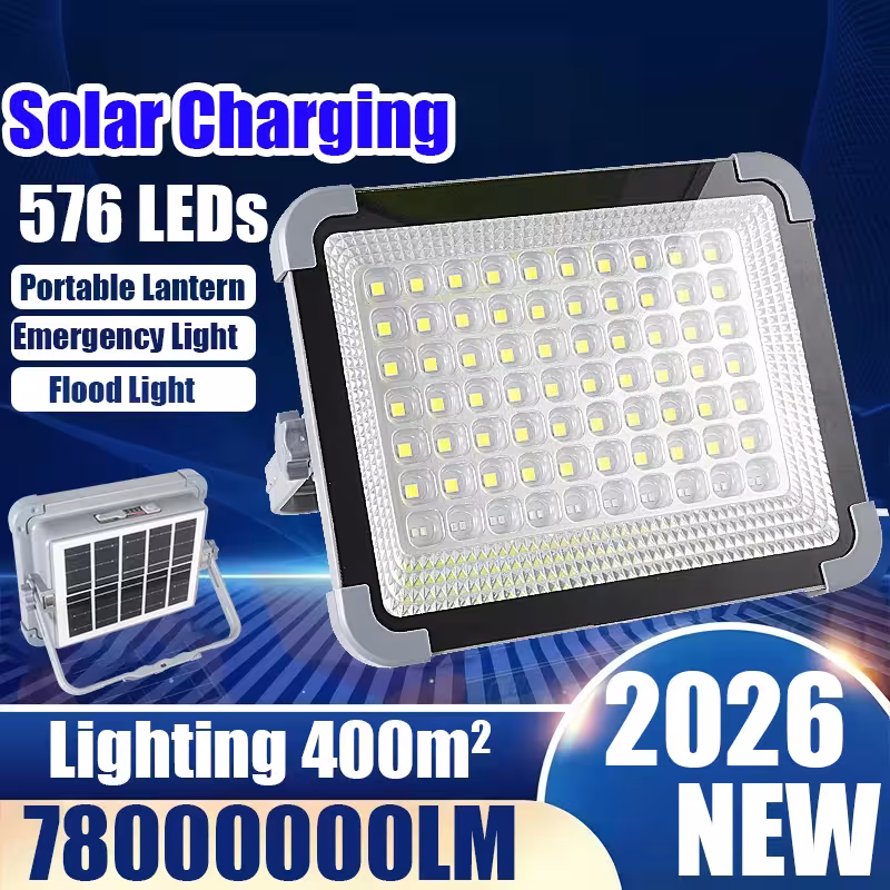 Lampe solaire avec 576 LED, projecteur portable étanche pour le camping et les situations d'urgence