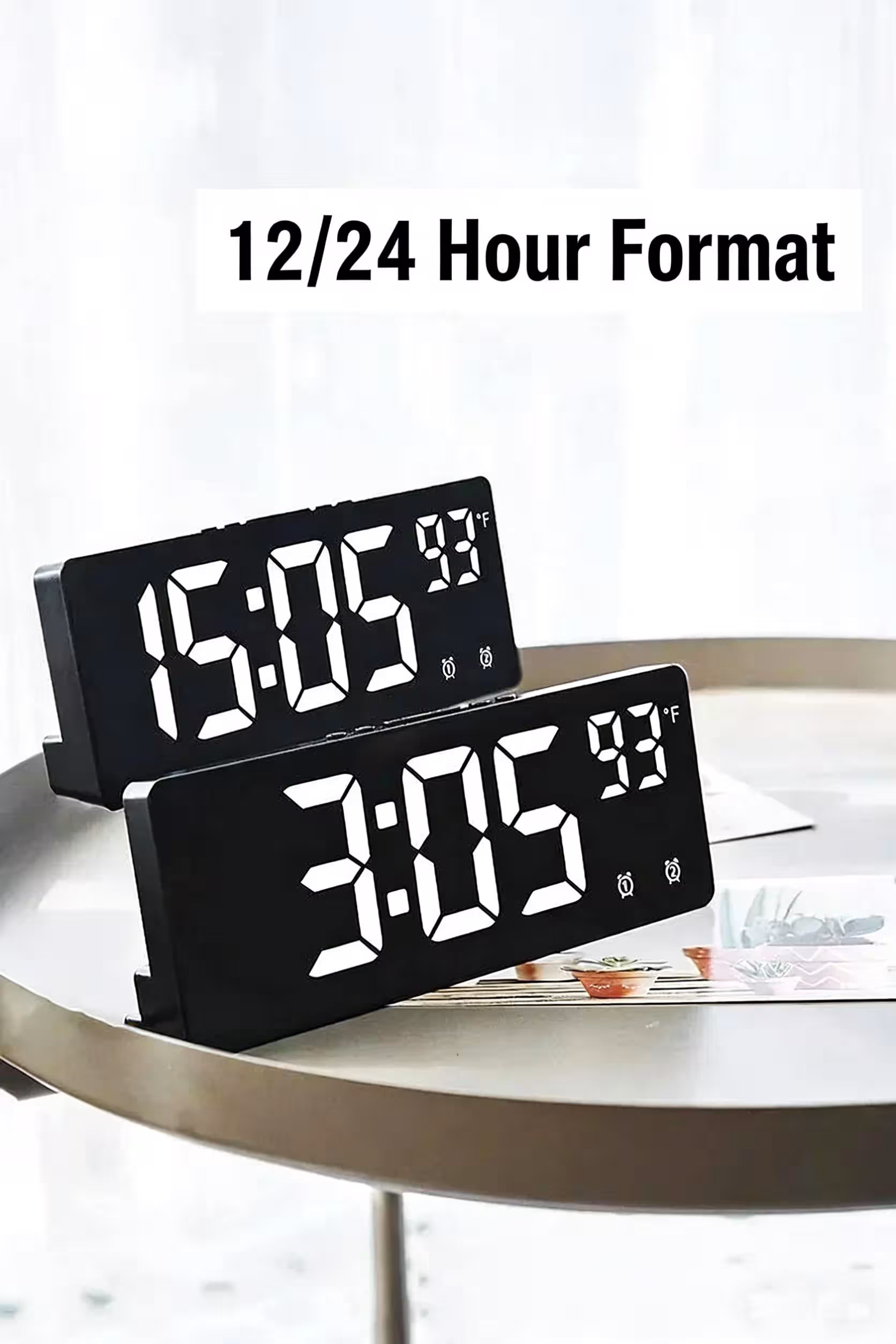 digital alarm clock with temperature display