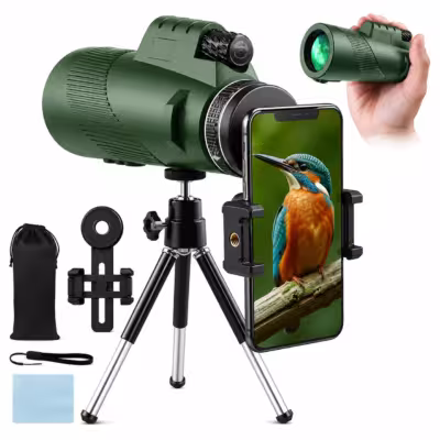 Monoculaire haute performance 10x42 avec support pour téléphone et trépied, lentilles BAK4 FMC, idéal pour l'observation des oiseaux, la chasse et l'astronomie.