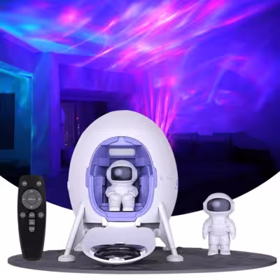 Astronaut Galaxy Projector Spaceship-Shaped Night Lamp for Bedroom Decor with Adjustable Color, Ideal Christmas Gift