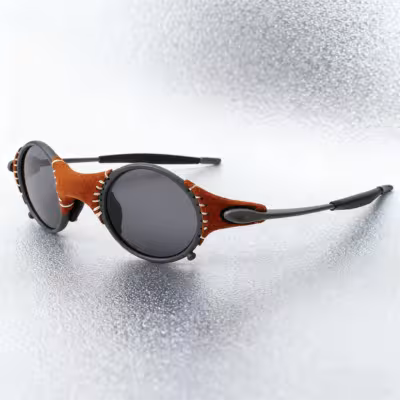 Lunettes de vélo polarisé avec cadre rond en métal, UV400 pour hommes et femmes pour les sports de plein air et la conduite