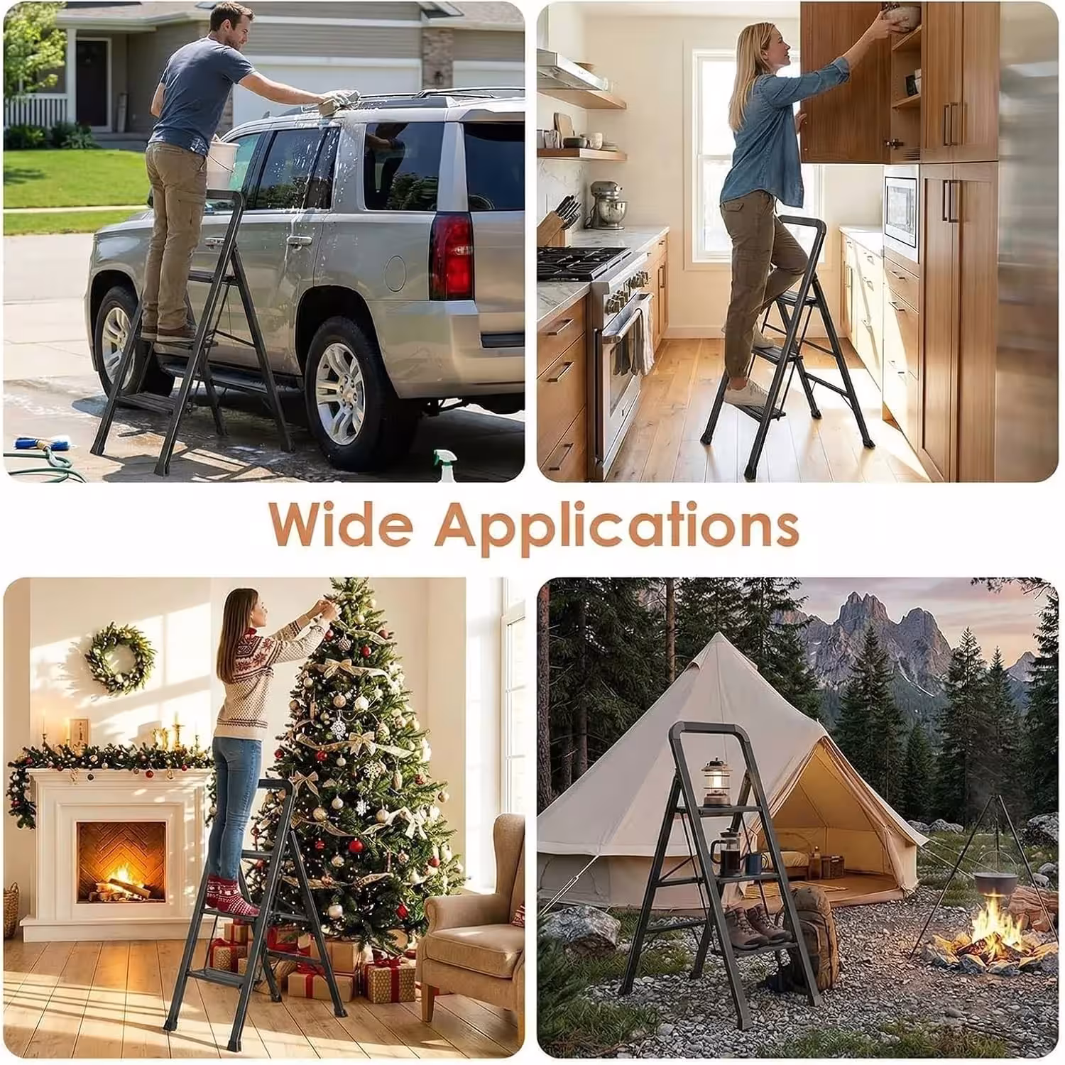 Aluminum ladder with platform
