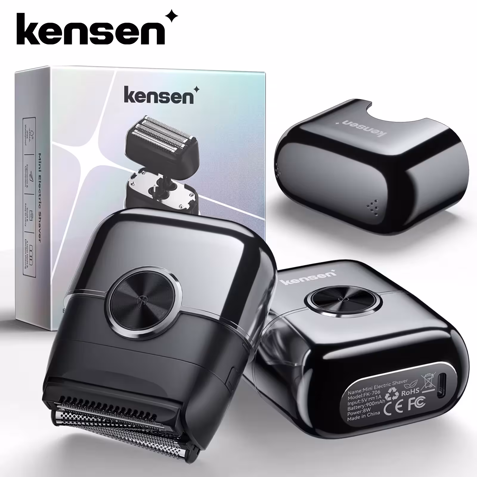 Rasoio elettrico KENSEN S26 per uomo con lame fluttuanti 4D, IPX6, 8000RPM, portatile