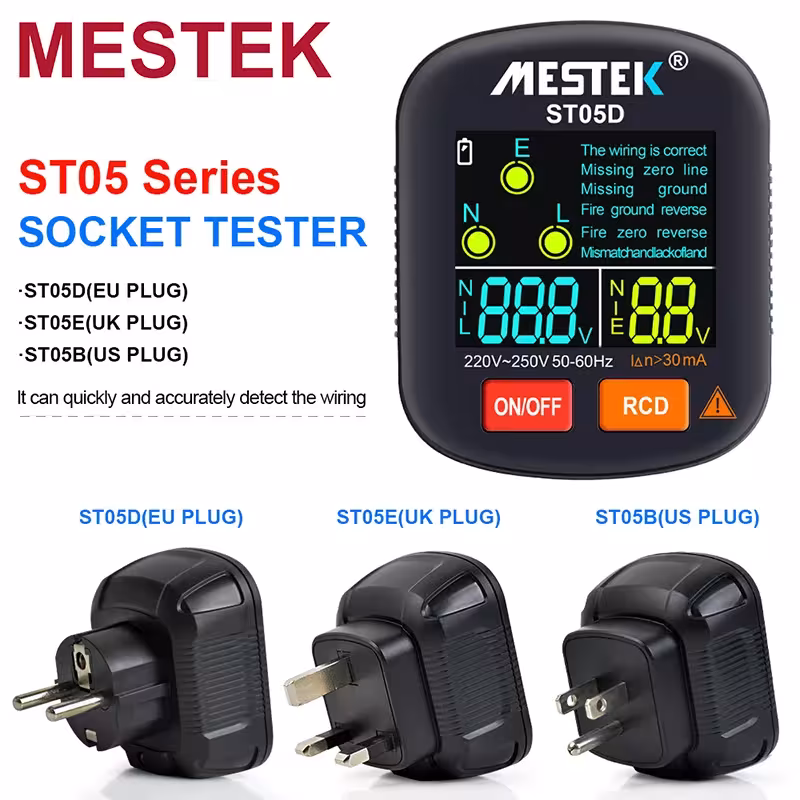 MESTEK electrical socket tester with polarity detector and RCD safety check function
