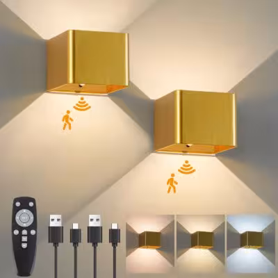 Wireless LED wall lamp with motion sensor, remote control, 3 color temperatures, 4000mAh battery