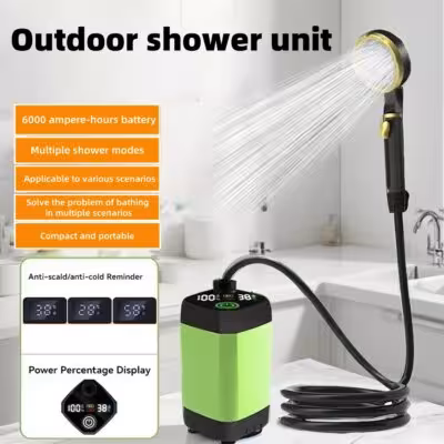 Ducha eléctrica portátil para exteriores con batería de larga duración