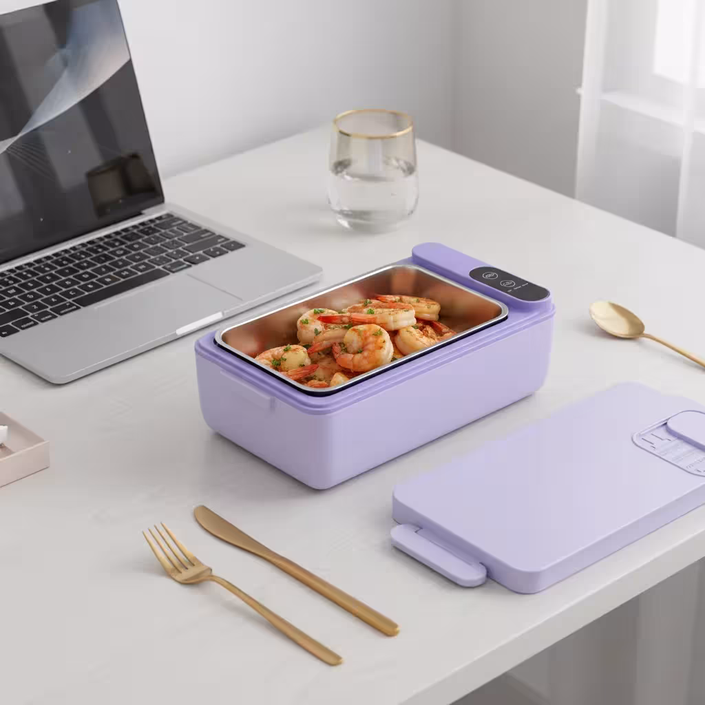 Nešiojama belaidė šildoma pietų dėžutė su izoliuotu krepšiu, USB įkrovimu, 1L talpa, be vandens