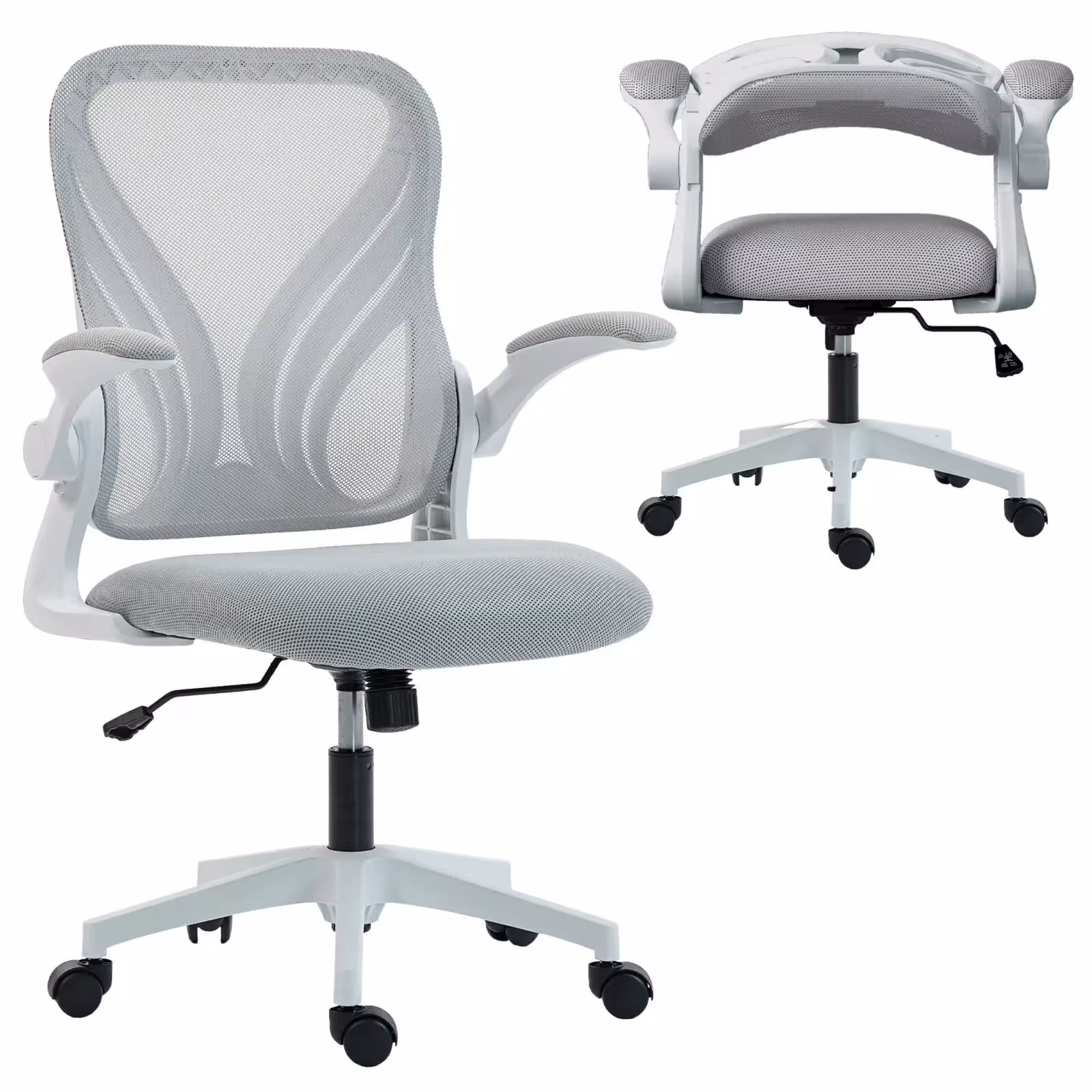 Ergonominė tinklinė biuro kėdė su sulankstomu atlošu, reguliuojamu sėdynės aukščiu ir 360° sukimosi funkcija, žalia