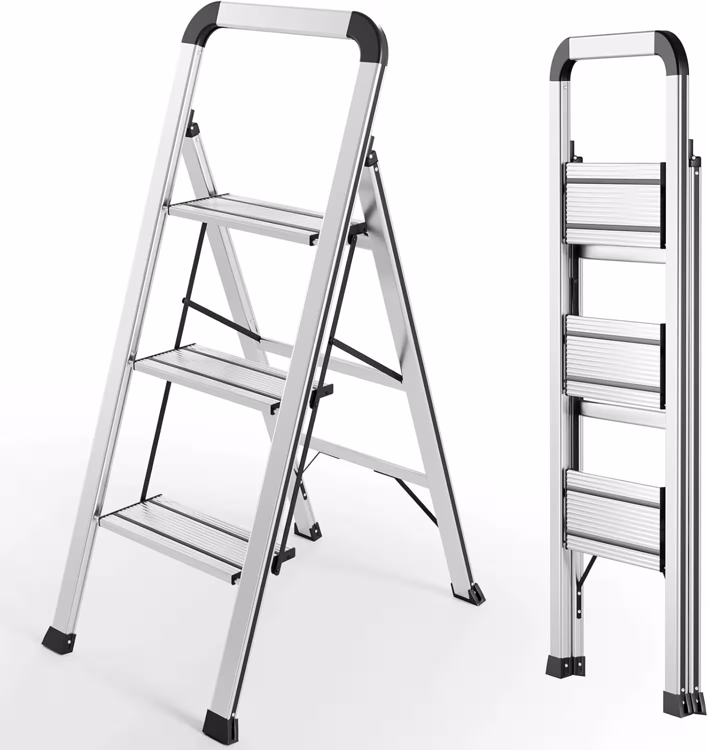 Aluminum ladder with platform