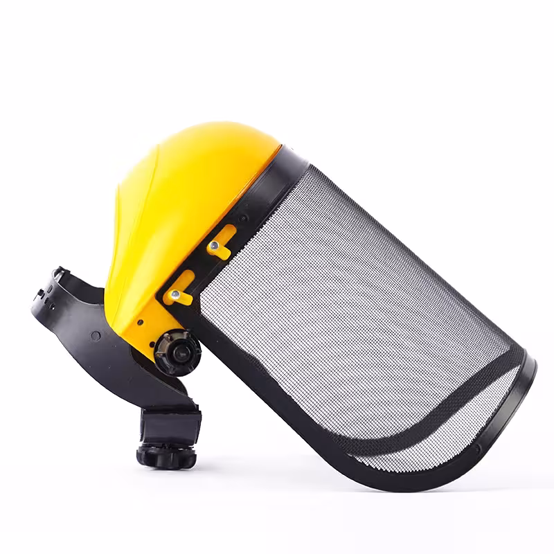 casco protector facial con malla