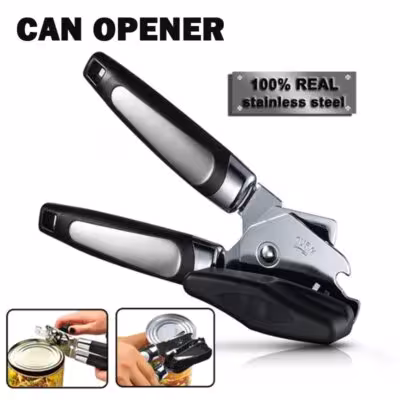 Apri-scatolette multifunzione in acciaio inossidabile con maniglia ergonomica, apriscatole e lame affilate per la cucina
