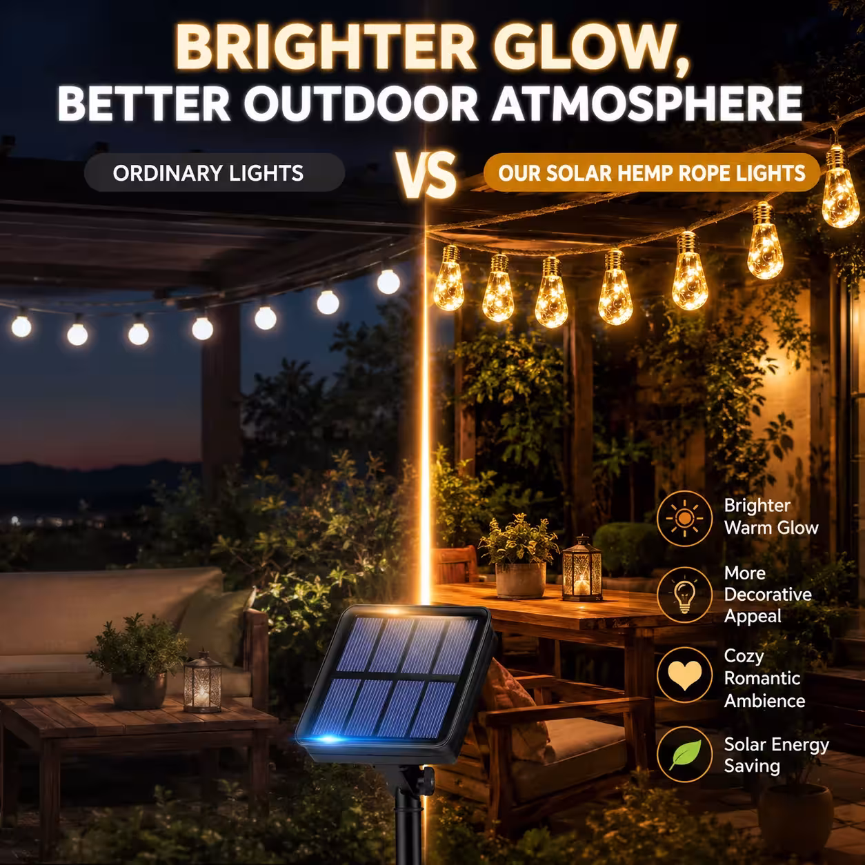 guirnalda solar con luces