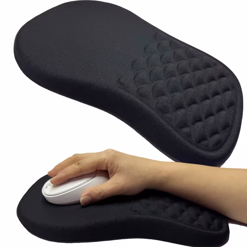 Tappetino ergonomico per mouse con poggiapiano, realizzato in memory foam, base antiscivolo, ideale per PC e laptop.