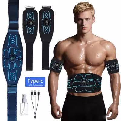 EMS muscle stimulator for abdominal tone with USB charging and 10 modes