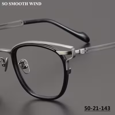 Gafas cuadradas unisex de titanio puro, diseño retro, montura de 140MM