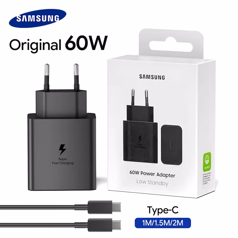 Samsung 60W/45W itin greito įkrovimo kroviklis su Type-C kabeliu, tinka S26 S25 S24 A55 A56 iPhone