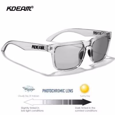KDEAM Large Size Men and Women Polarized Photochromic Night vision Sunglasses, 154mm Width