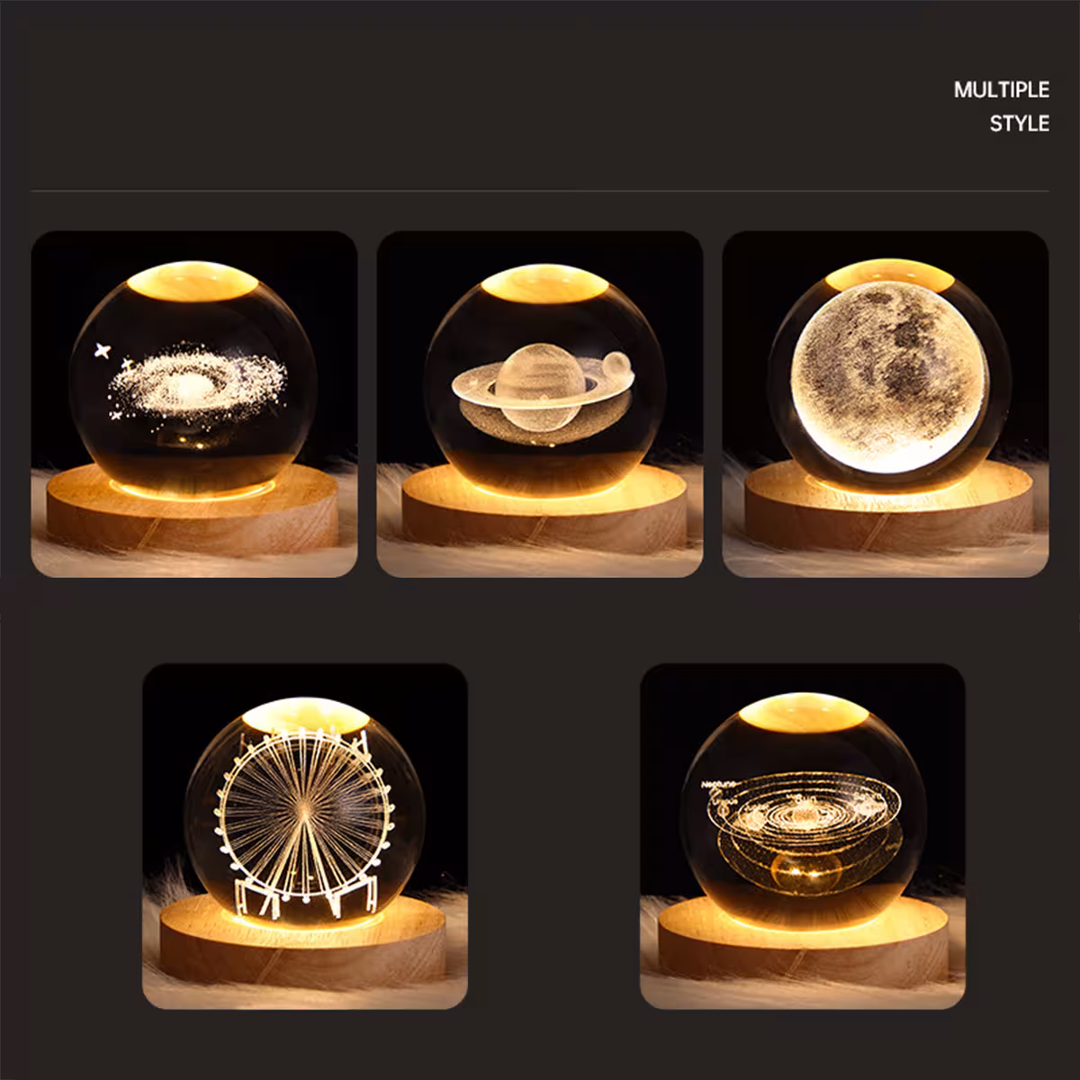 lampe de nuit en forme de boule de cristal
