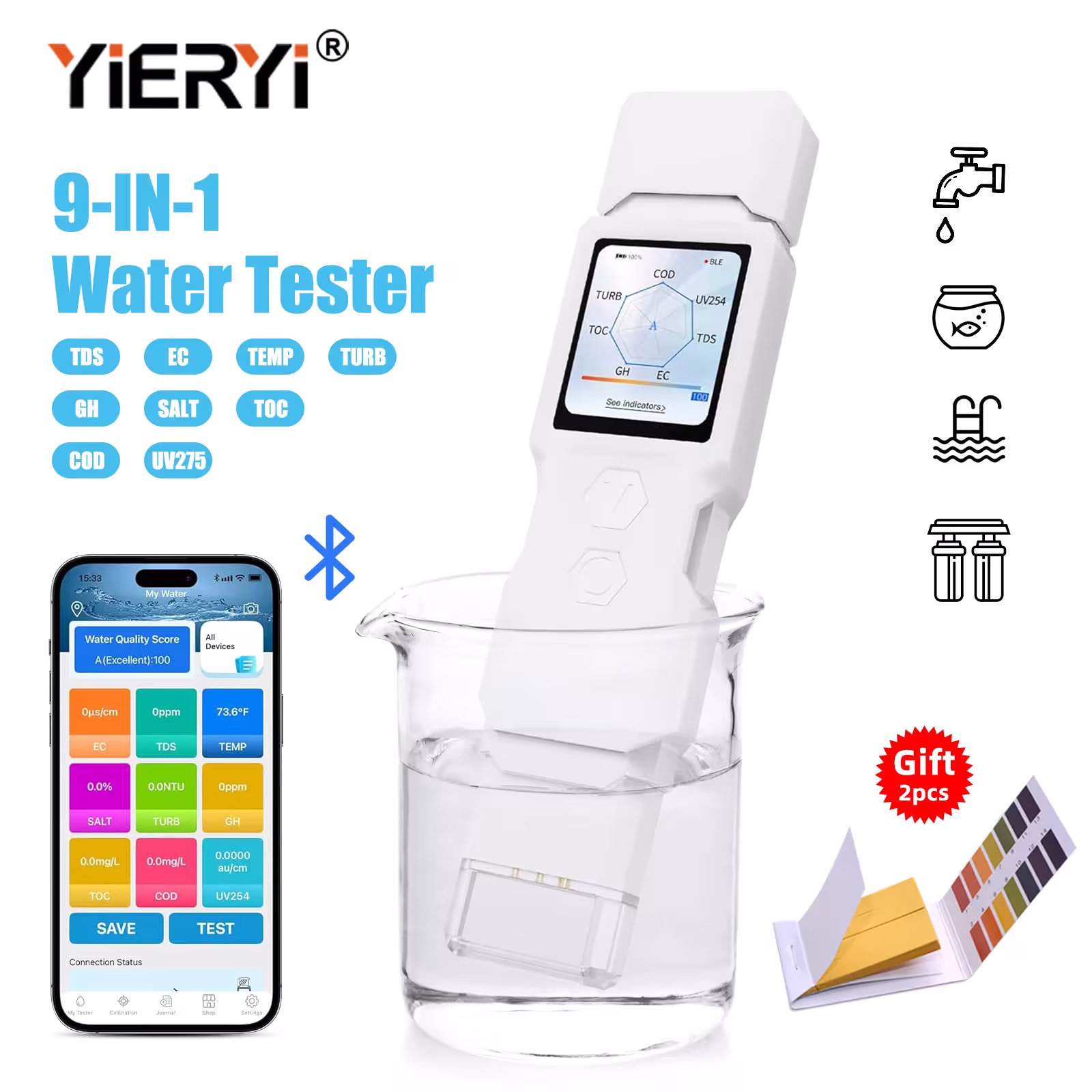 Test de qualité de l'eau 9 fonctions