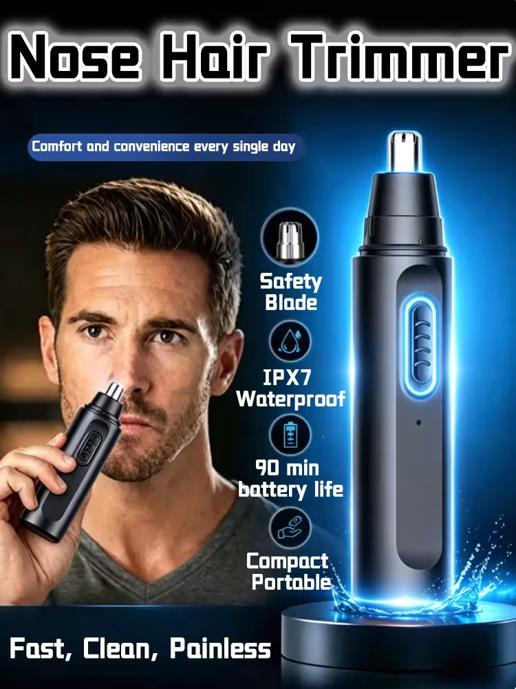 Nose and Ear Hair Trimmer for Men - a waterproof, quiet, and safe electric device for hair removal.