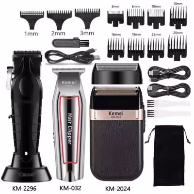 Macchina professionale per capelli Kemei KM-2296 per uomo, ricaricabile tramite USB