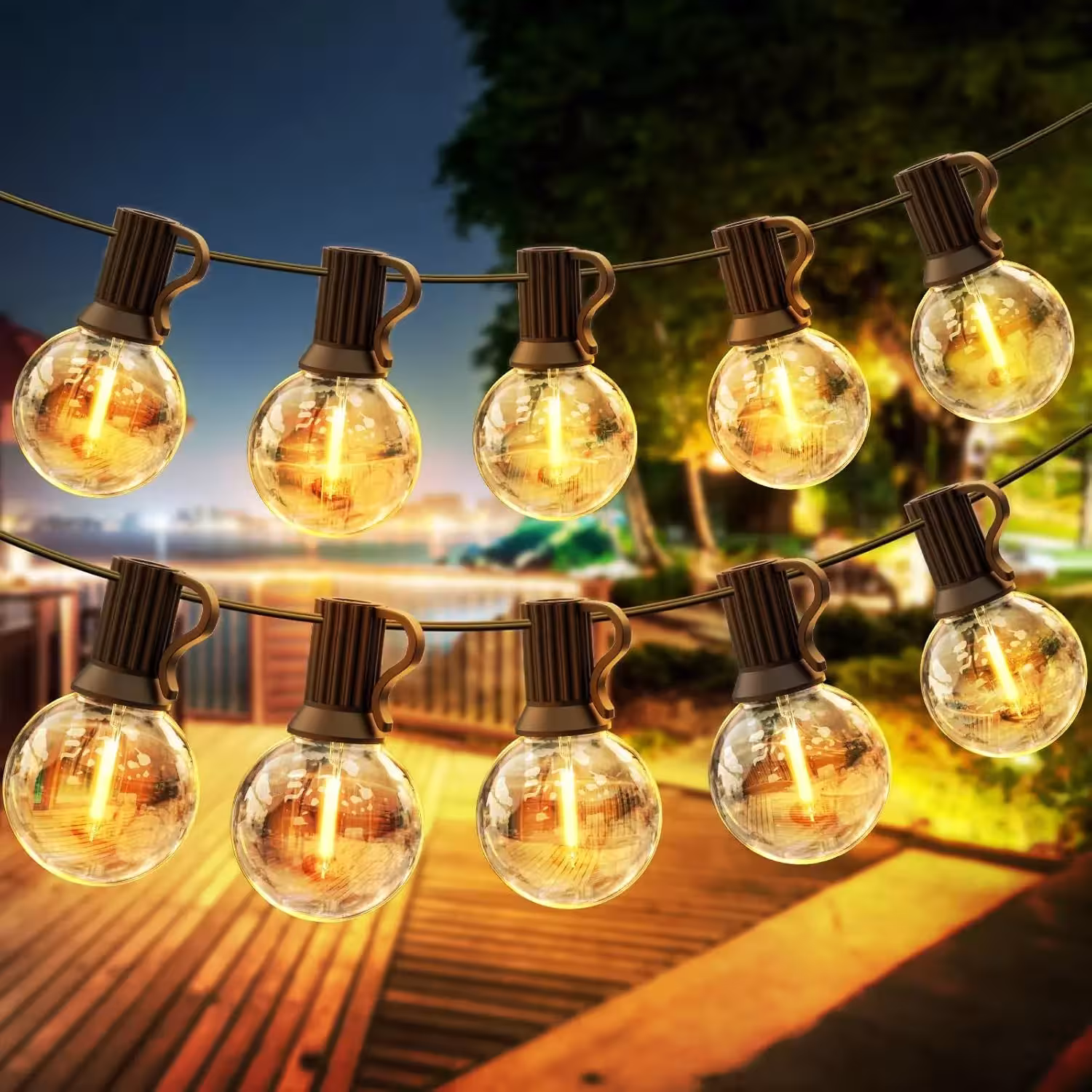 30M/15M/9M G40 LED lempučių girlianda lauko naudojimui su ES kištuku, atspari vandeniui