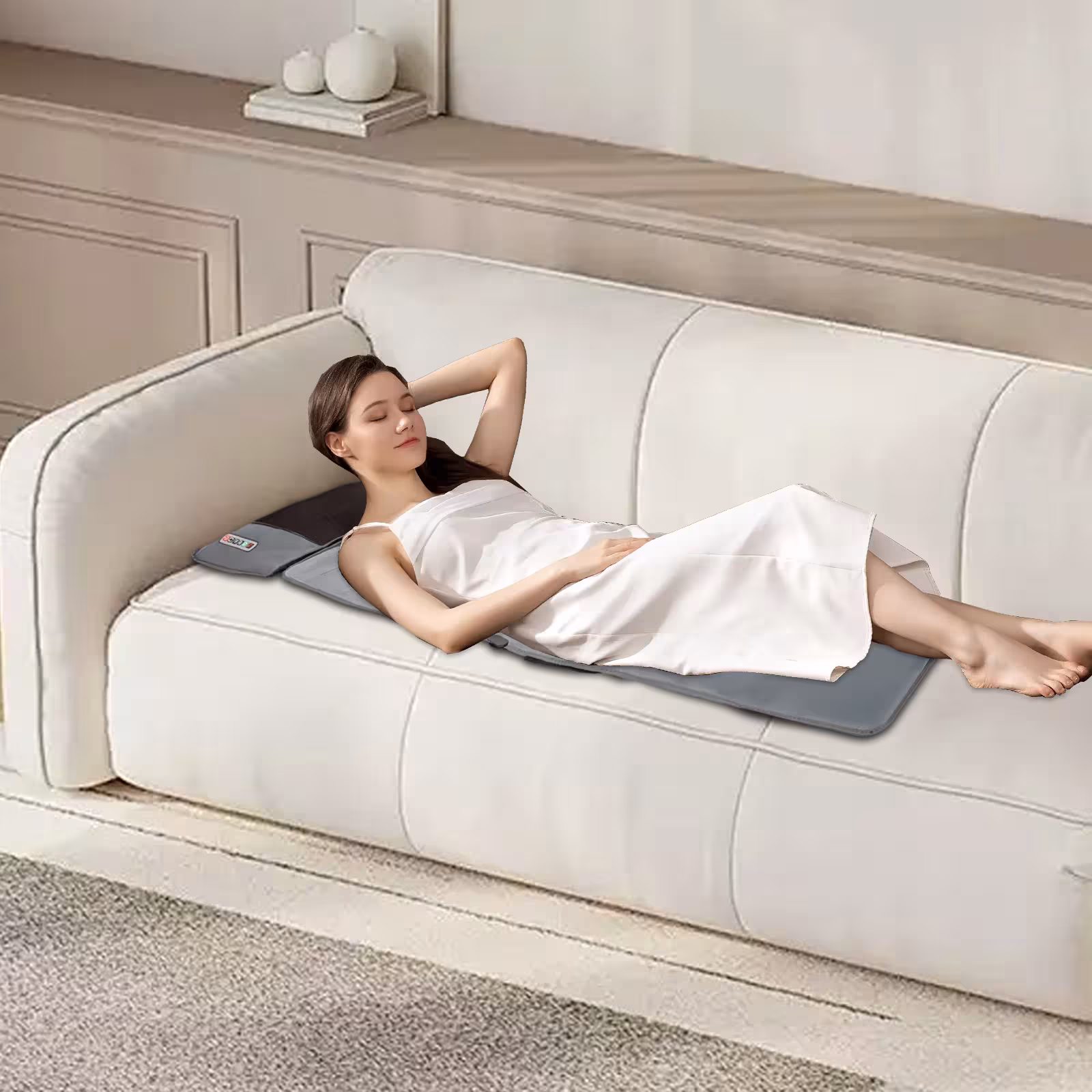 Massage mat with heating function.