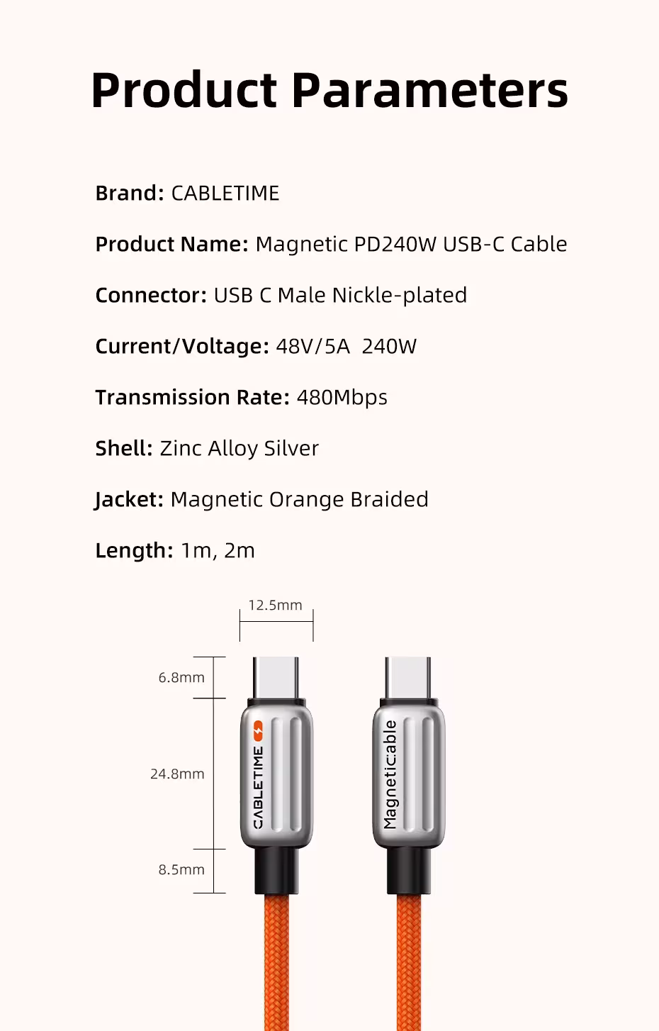 câble USB C magnétique
