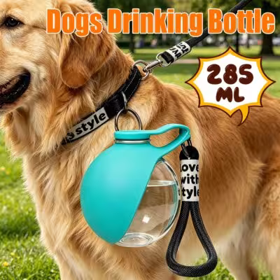Botella de bebida para perros 2 en 1 con carabina 285ml pantalla portátil