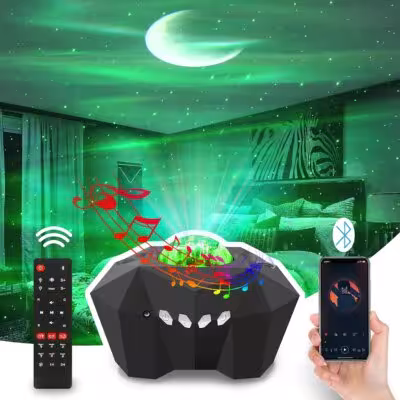 Aurora Galaktischer Sternprojektor mit Nordlicht, Mondlampe für Schlafzimmerdekoration, Bluetooth-Musik und Nachtlicht