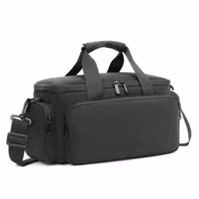 Camera travel bag with shock absorption and removable dividers