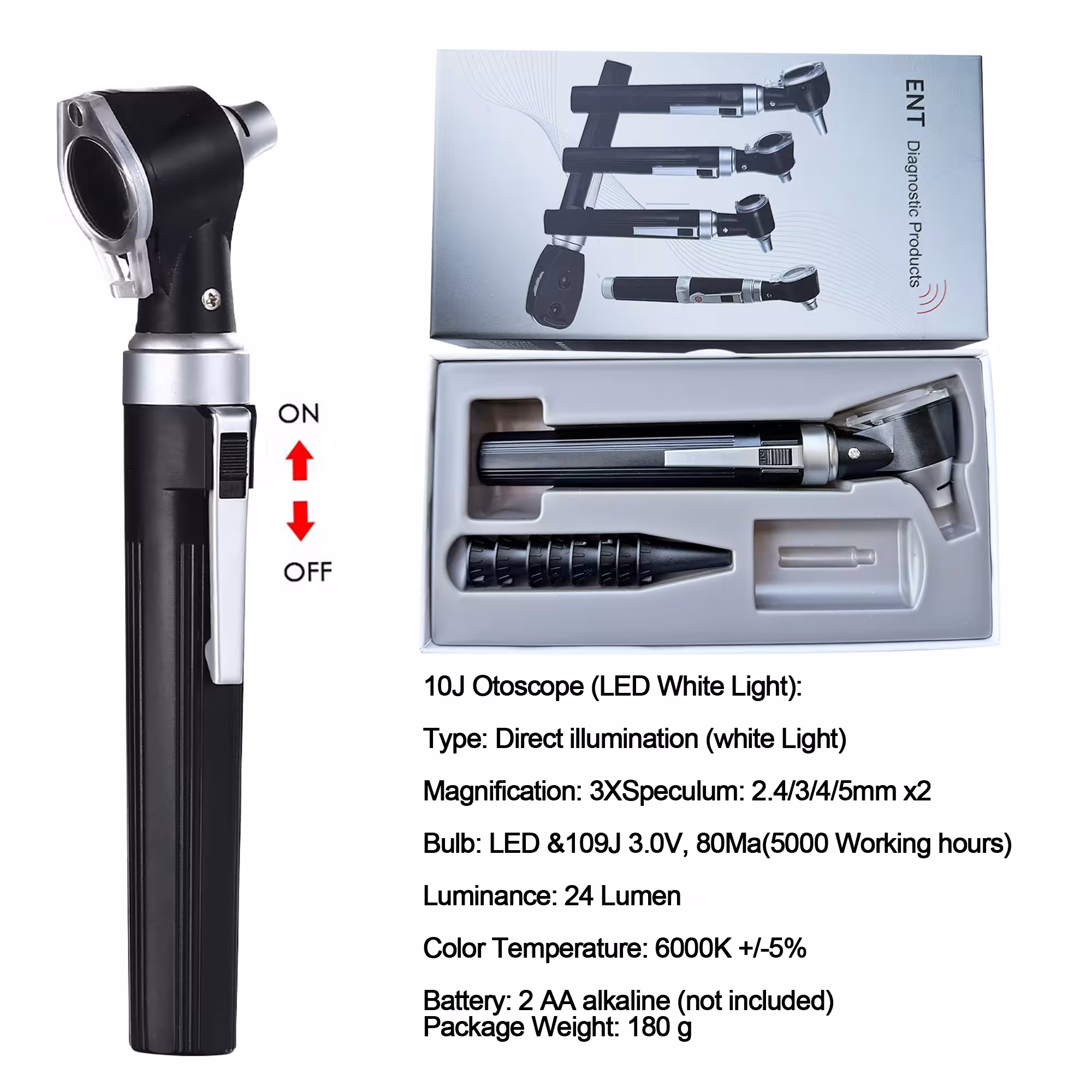 ear otoscope with LED