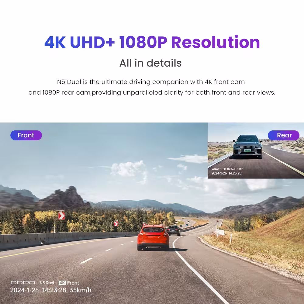 Caméra de tableau de bord DDPAI N5 Dual 4K avec module caméra arrière, GPS et ADAS