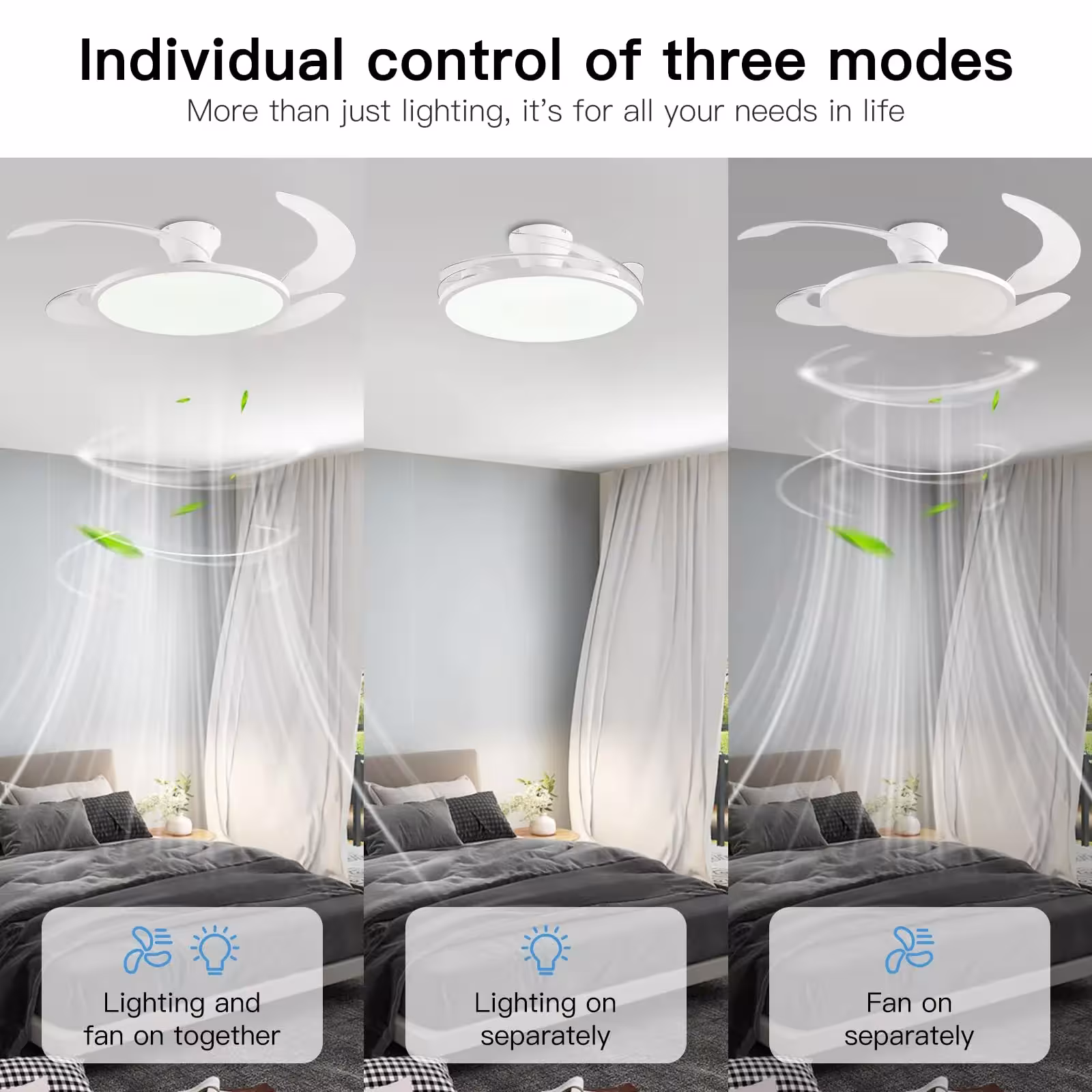 ventilatore a soffitto intelligente con luce