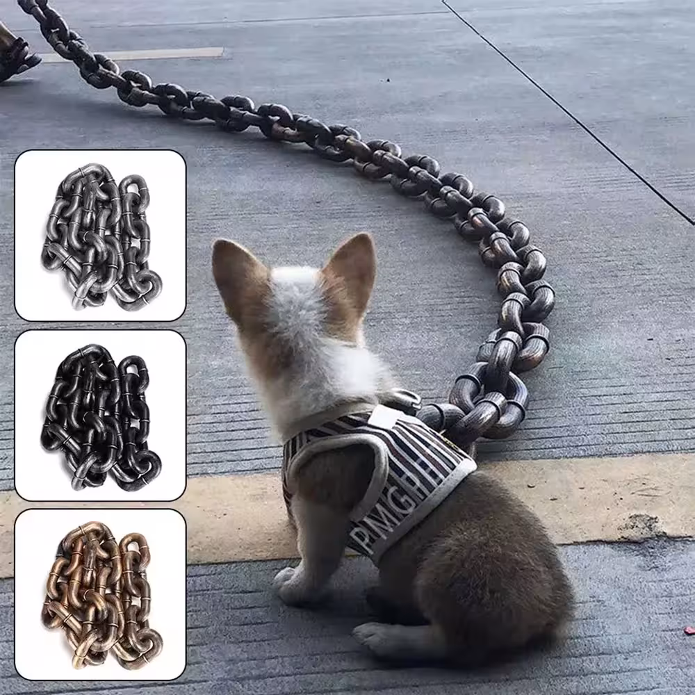 Dog traction chain made of plastic and iron for dogs with spinal strength
