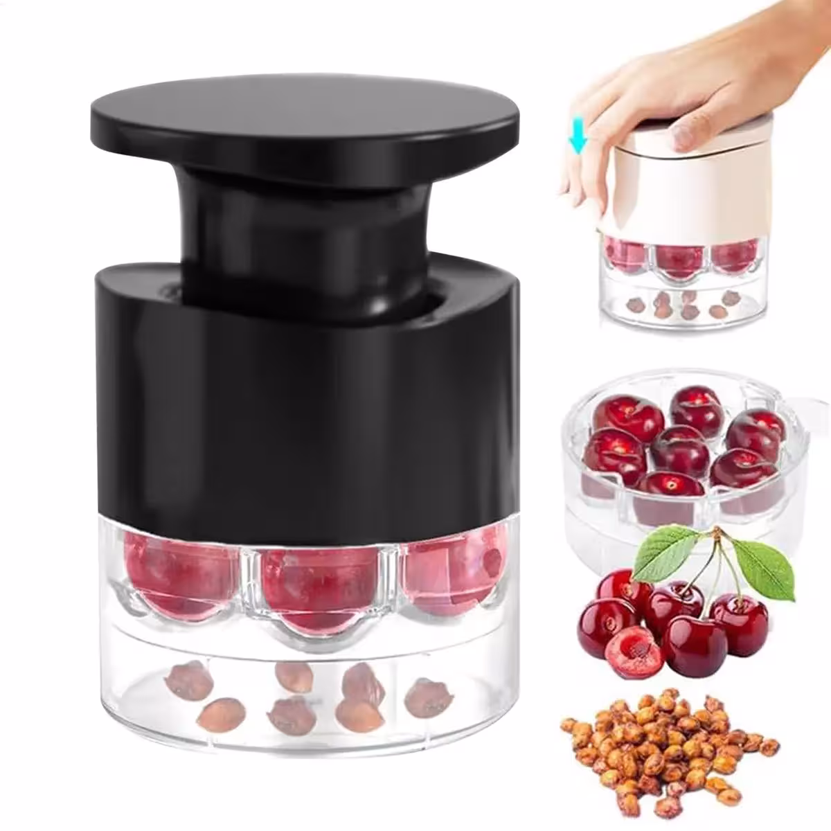 Dispositivo manuale per rimuovere i noccioli dalle ciliegie con 7 fori, adatto per olive e datteri