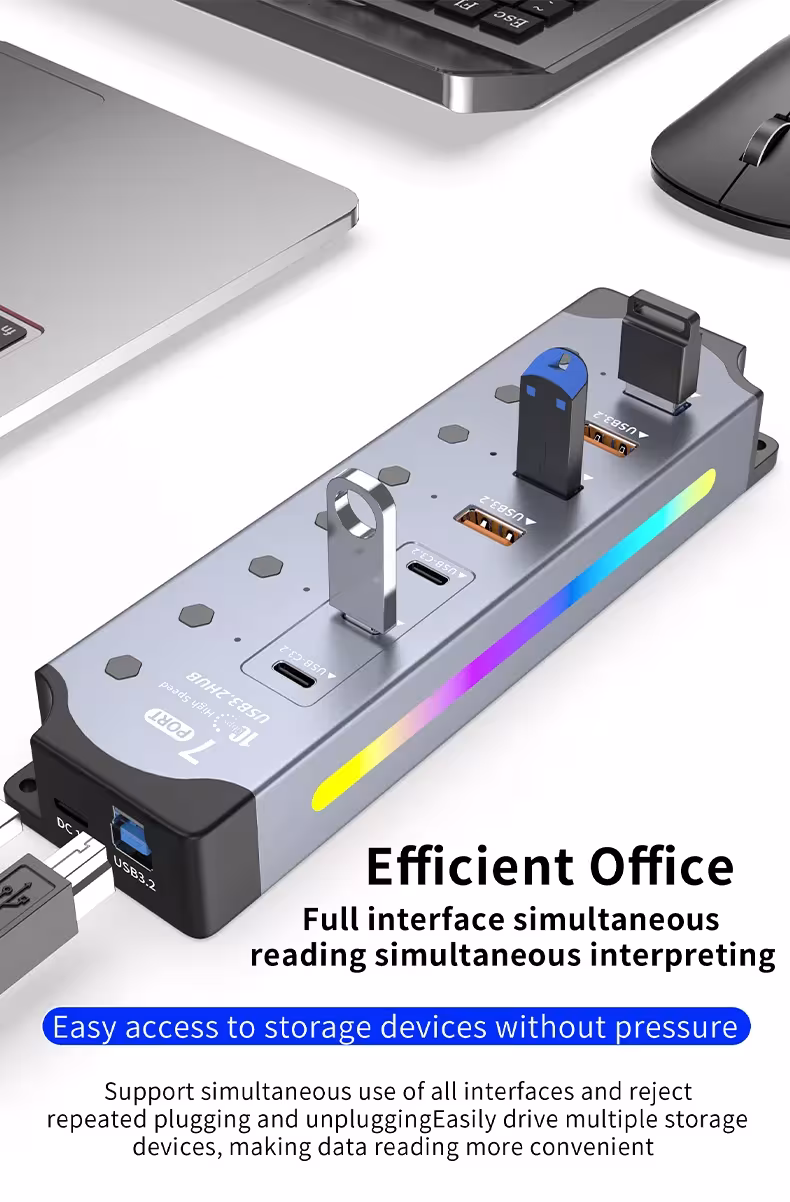 Concentrador USB con 7 puertos