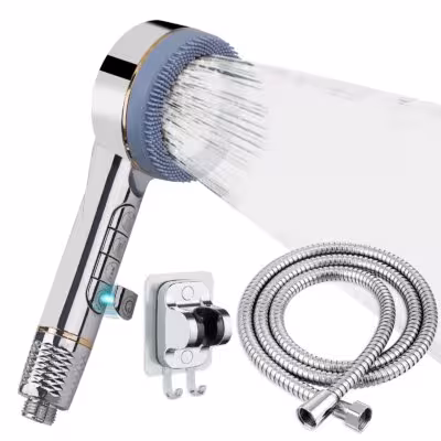 4-speed adjustable high-pressure shower head with filter and hose set