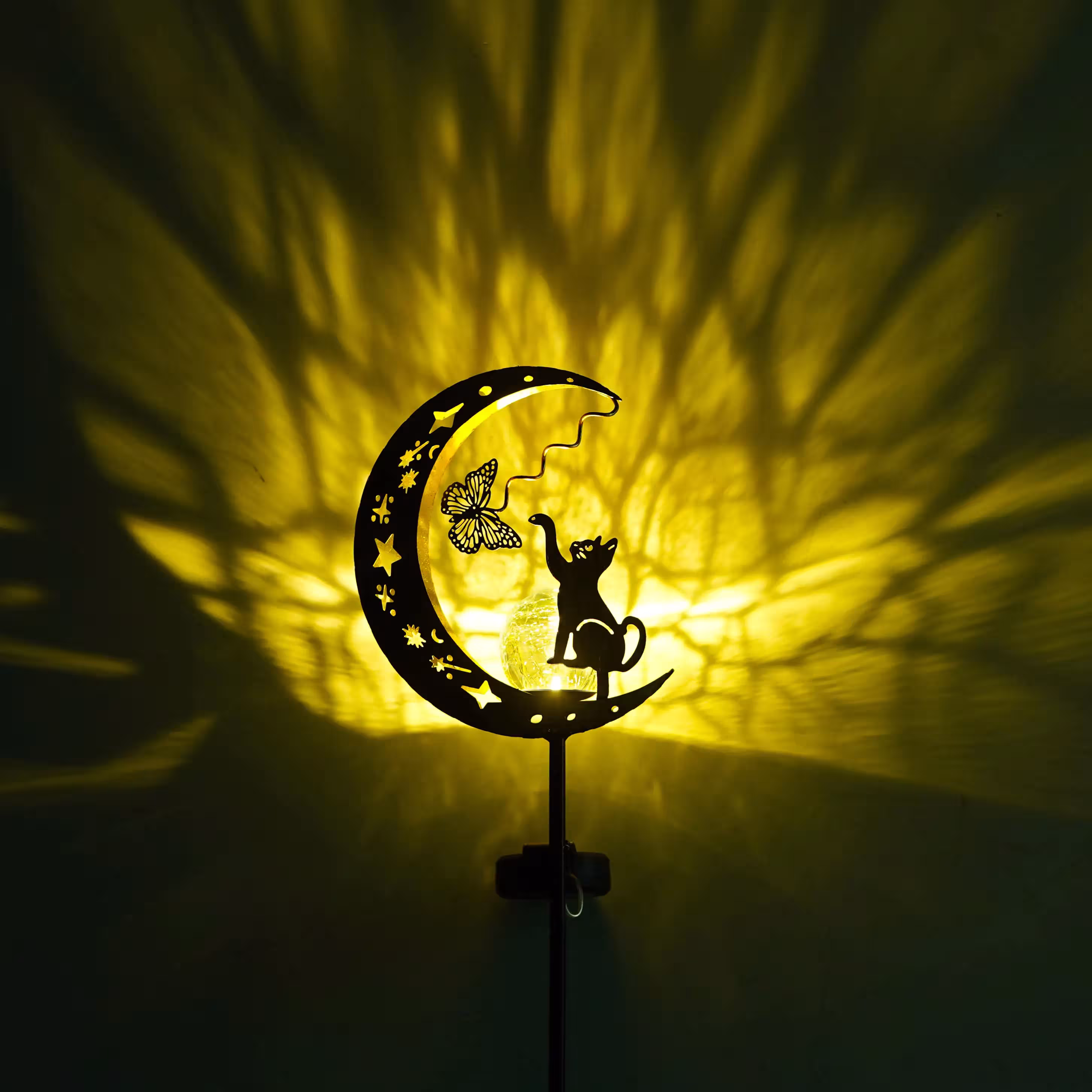 lampada solare a forma di gatto