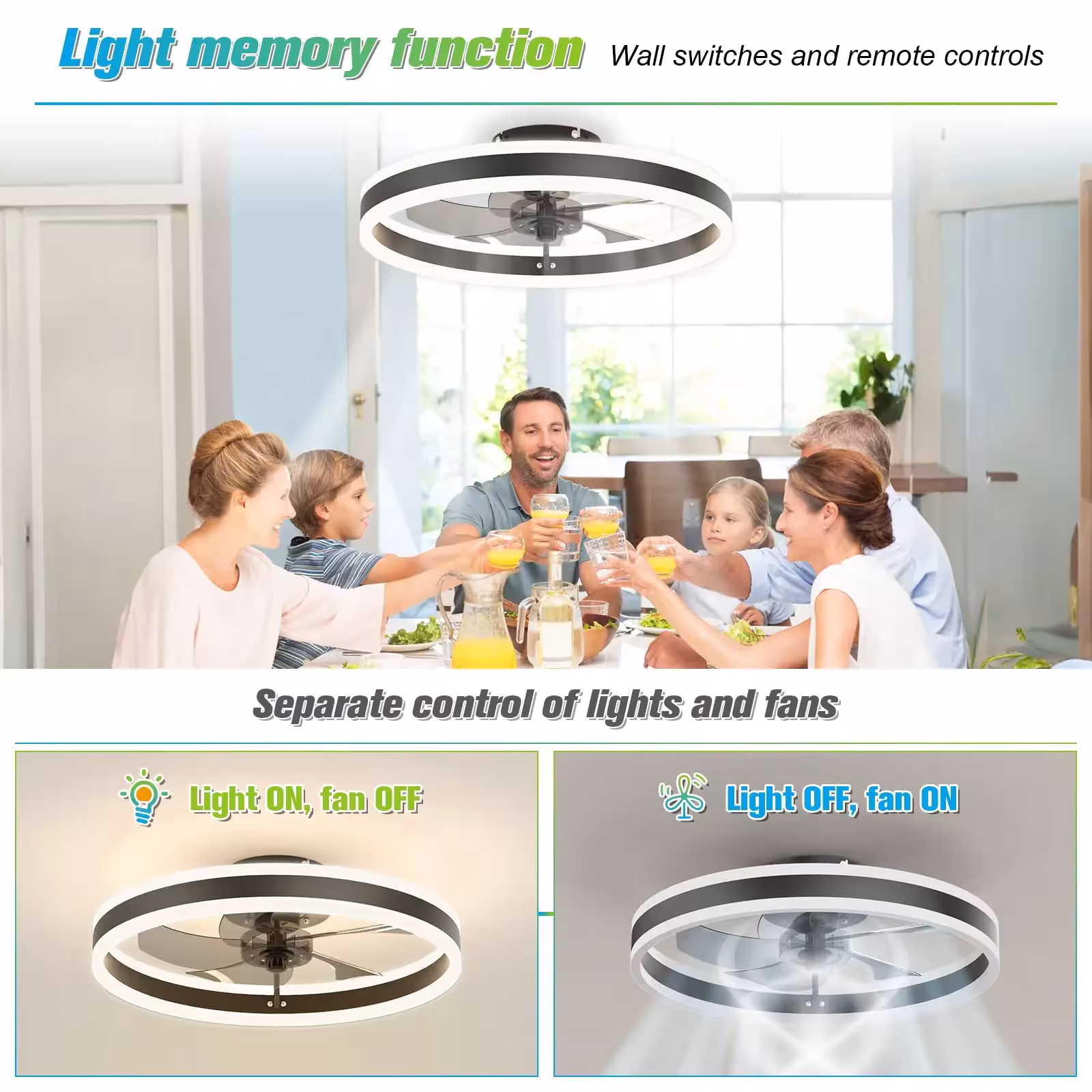 Ventilatore a soffitto LED intelligente